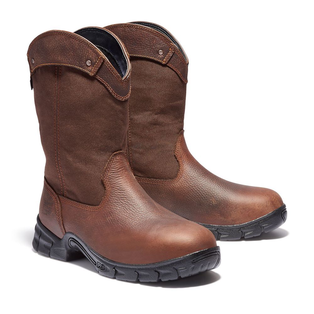 Timberland Μποτακια Εργασίας Ανδρικα Καφε - Pro® Excave Steel Toe Wellington - Greece 9284360-PB